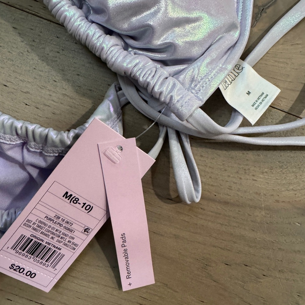 Wild Fable Iridescent Purple Holographic Bikini Set M/XS Cheeky Bottom NWT - Picture 3 of 3